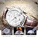 BUREI Men's Sports Chronograph Watch Stainless Steel Analog Quartz Stopwatchwith Brown Leather