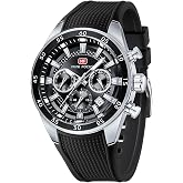 MINI Focus Men Watches Unique Casual Wristwatch (Chronograph/Waterproof/Luminous/Calendar/24 Hours) Silicon Band Fashion Watches for Men