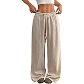 Acelitt Women’s Wide Leg Palazzo Pants Casual Loose Lounge Pants Beach Trousers with Pockets(Too Large, Please Size Down)