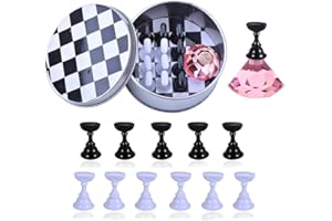Kalolary 1 Set Nail Art Holder Practice Stand for Nail Art Display, Magnetic Nail Stand Tips Holders Crystal Holder Chessboard Fingernail DIY Training Practice Display Stand(Pink)