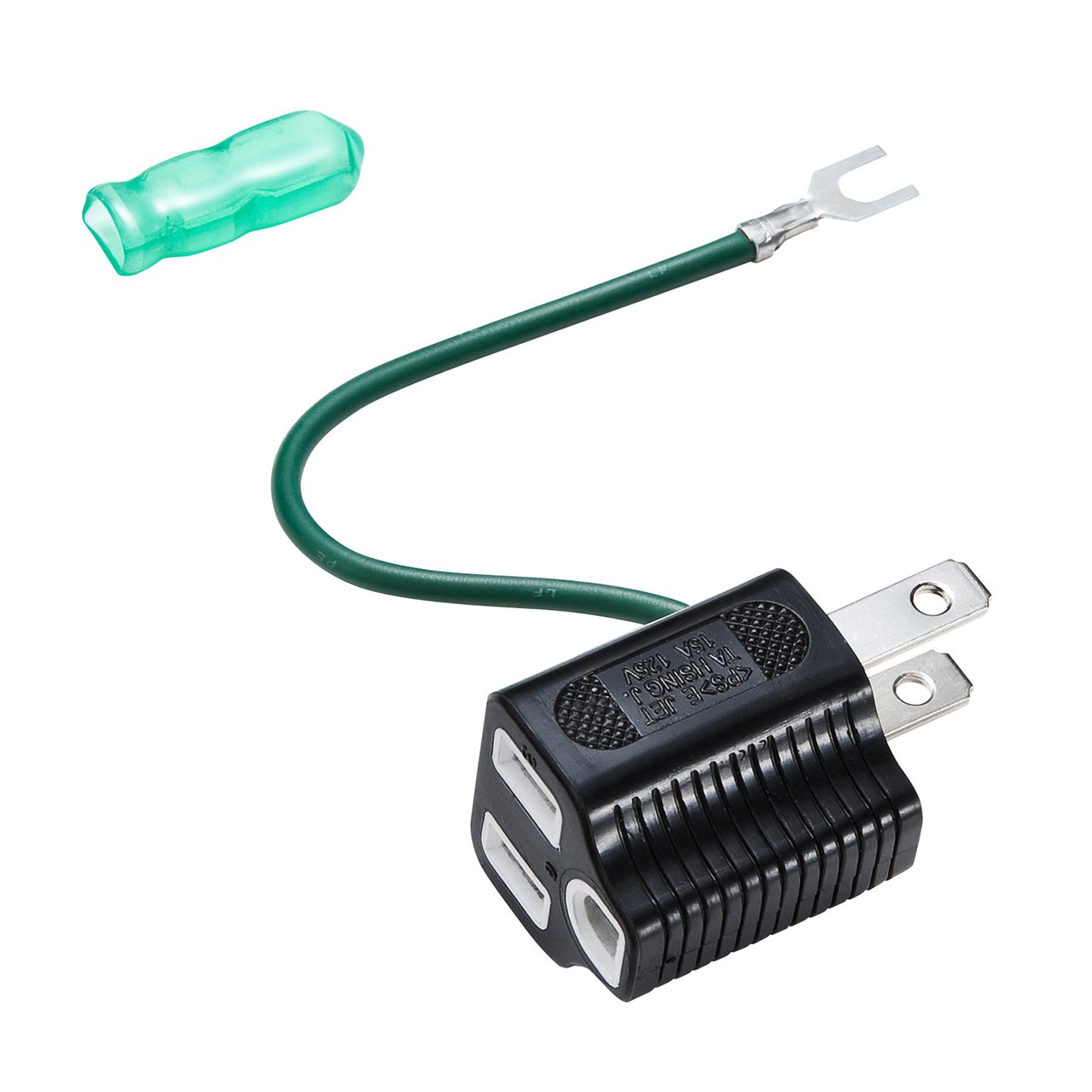 サンワサプライ 3P→2P変換アダプタ アースコード付き ブラックの商品画像