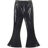 Noomelfish Girls Metallic Flare Leggings Pants Kids Yoga Disco Dance Bell Bottoms (5-12 Years)