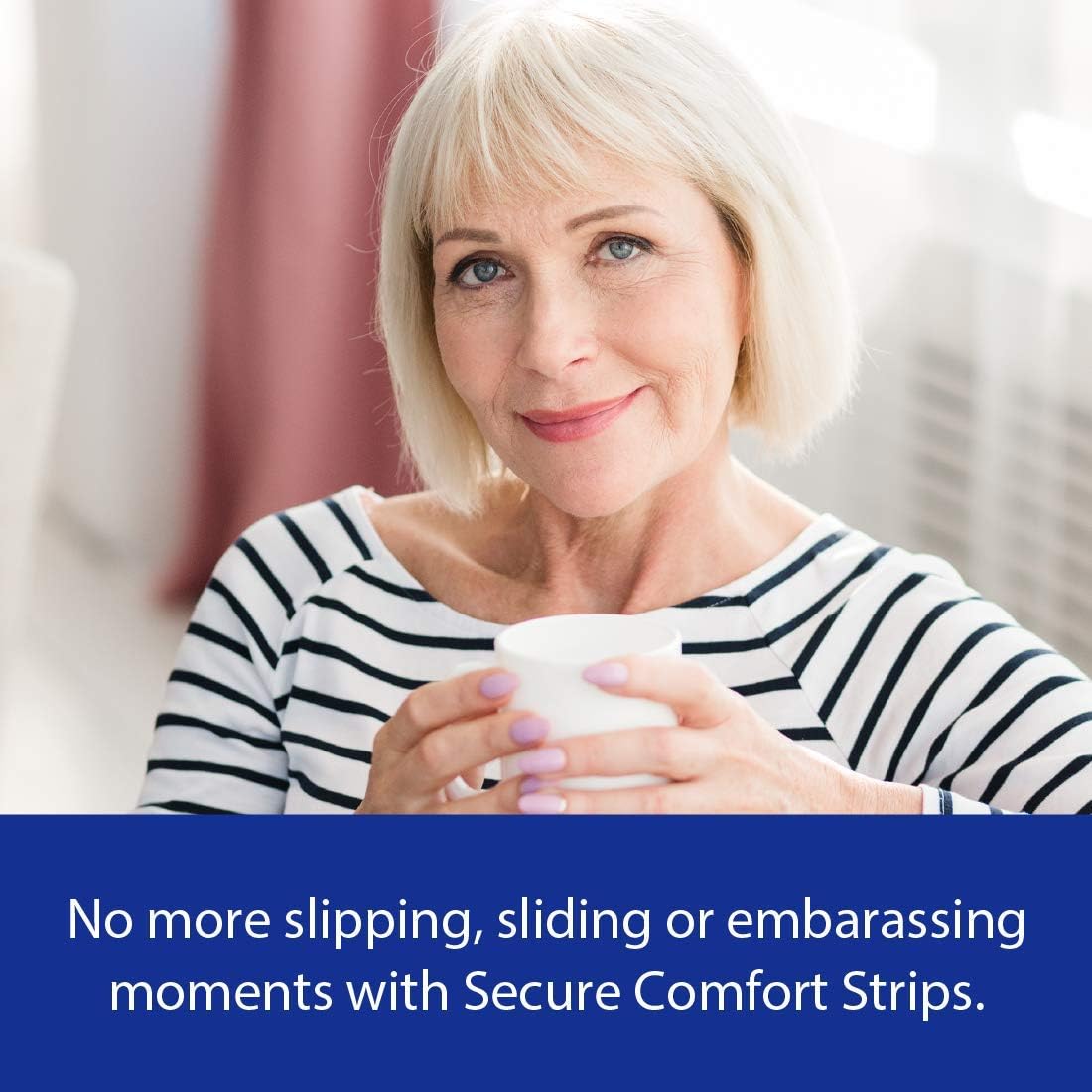 Secure Comfort Strips Waterproof Denture Adhesive - Zinc Free - Extra Firm Hold For Lower Dentures - 15 Strips: Health & Personal Care