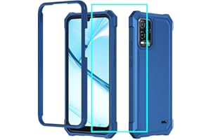 Aulzaju for BLU View 5 Pro Case with Screen Protector,Front Silicone Bumper Frosted PC Hard Back Full Body Protection,Military Grade Shockproof Cover for Blu View 5 Pro Blue
