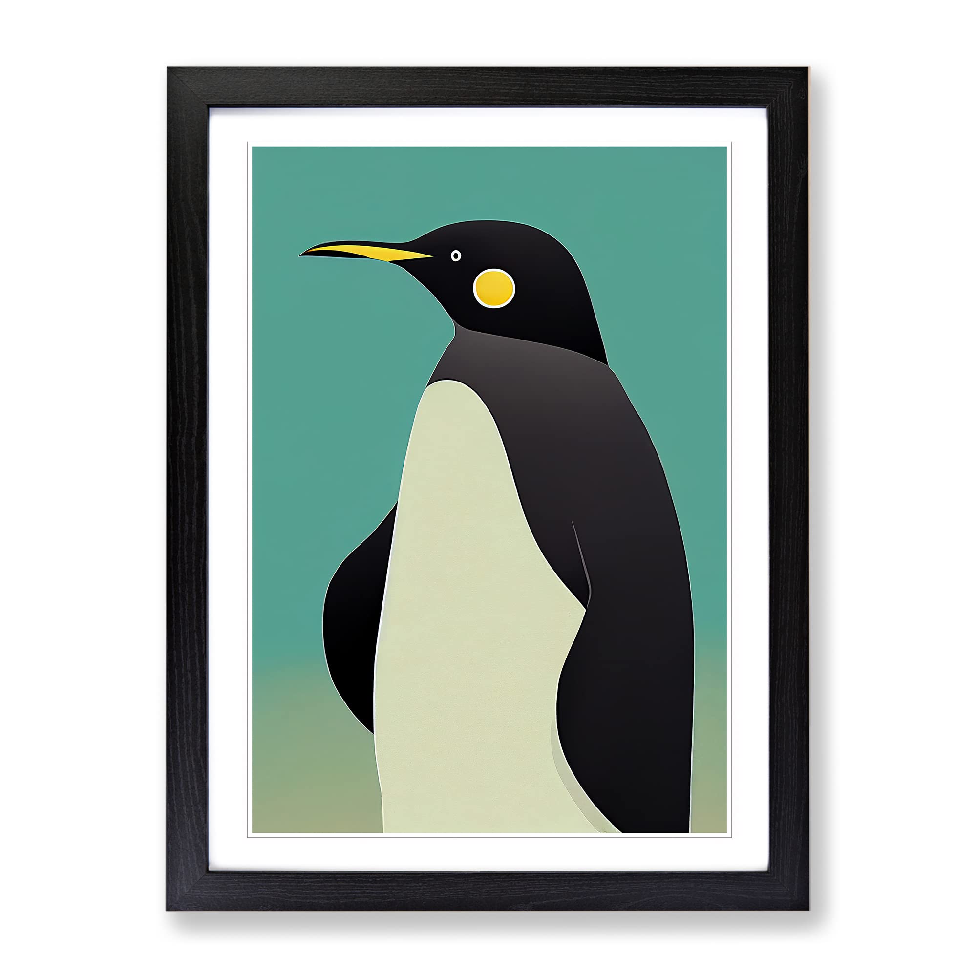 Profile Of A Penguin No.2 Framed Print | A3 Black Framed Wall Art | Ready to Hang | Modern Nature Picture | Living Room Bedroom Lounge Office