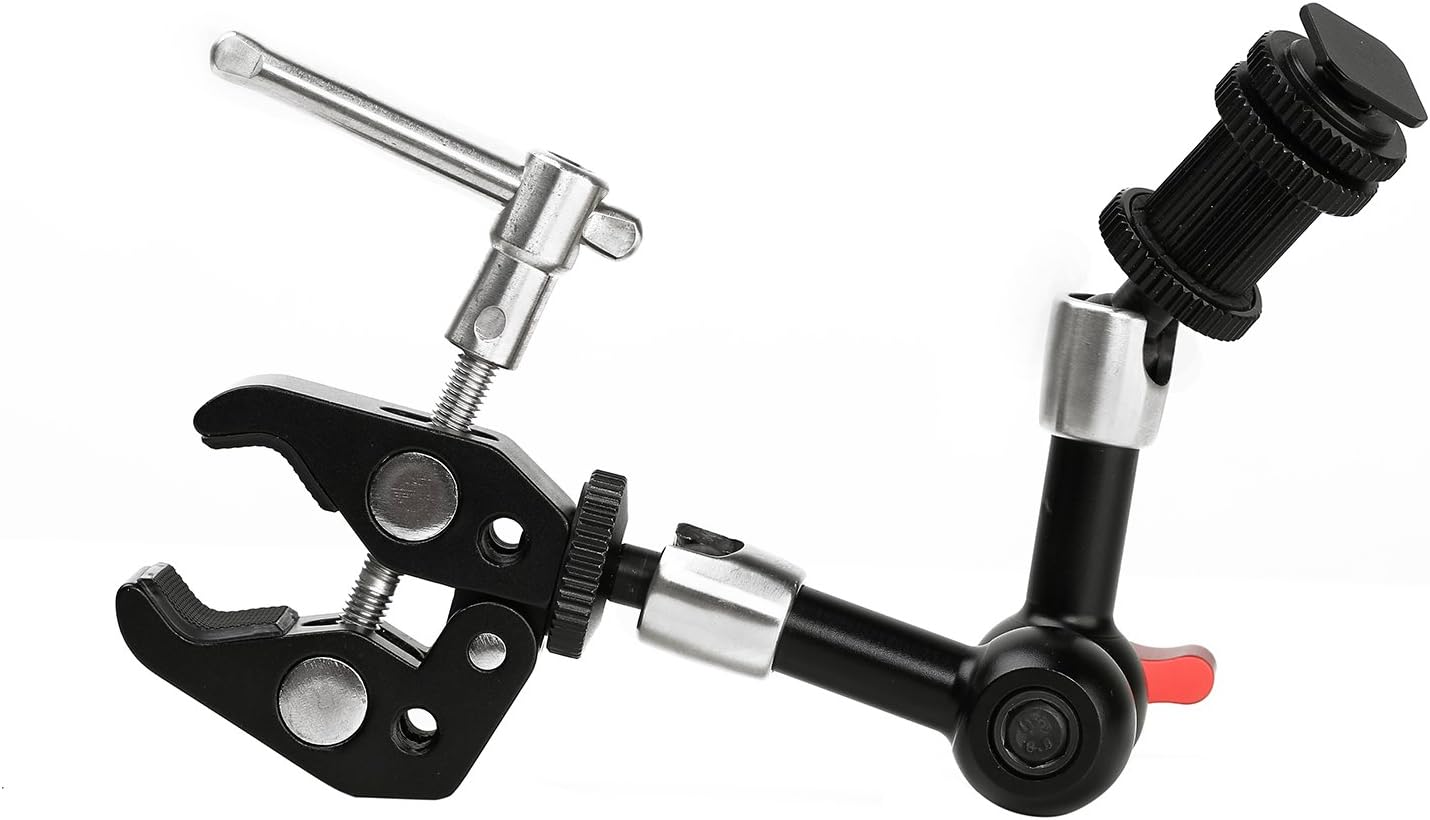 Magic Arm Clamp, 7 inch Adjustable Articulating Friction Magic Arm & Large Super Clamp for DSLR Camera Rig, LED Lights, Flash Light, LCD Monitor (7 inch)
