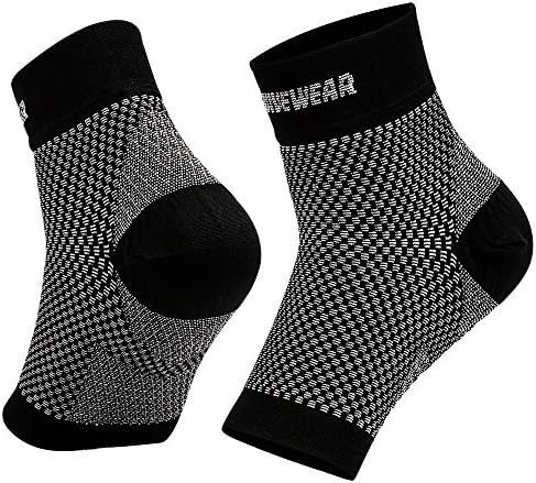 Plantar fasciitis compression sock by Revivewear - For men &amp; woman, ankle brace support, reduces swelling &amp; heel spurs (1 Pair), Black/Grey ,Large