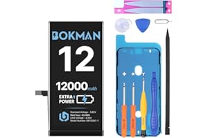 bokman for iPhone 12/iPhone 12 Pro Battery Replacement, 12000 mAh High Capacity Li-ion Polymer Battery with All Tool Kits
