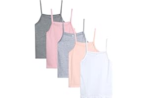 dELiA*s Girls Camisole - 5 Pack 100% Cotton Soft and Breathable Cami Tank Top Girls Undershirts (Sizes: 2T-14)