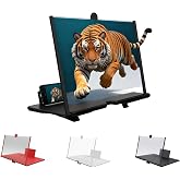 Screen Magnifier Version, 2026 New 3D HD Screen Magnifier for Cell Phone with Foldable Stand, Display Magnifier for Videos, Movies, Gaming, Travel and Home Use (Black, 12'')