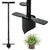 Heavy Duty Sod Plugger Tool with Long Handle, Grass Plugger for Lawn Repair | Dual Foot Pedals, Serrated Steel Base｜Auto Soil Release｜5-in-1 Transplanter｜for Zoysia Bermuda Plugs｜Tulip Daffodil Bulbs