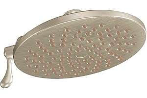 Moen Velocity Brushed Nickel Two-Function Rainshower 8-Inch Shower Head with Immersion Technology for a High-Pressure Rinse, S6320BN