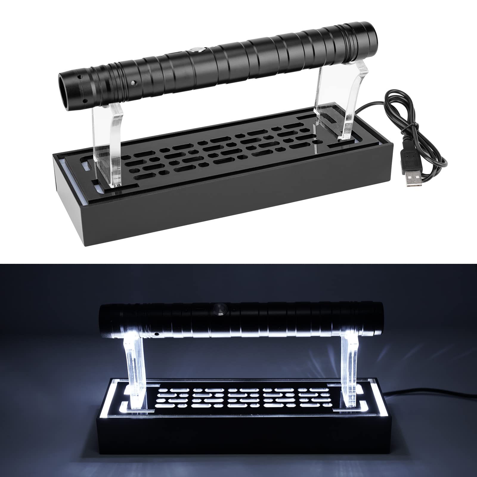 WANLIAN Lightsaber Stand Acrylic Lightsaber Display Stand Black, built-in luminous original, light-transmitting display lightsaber stand.