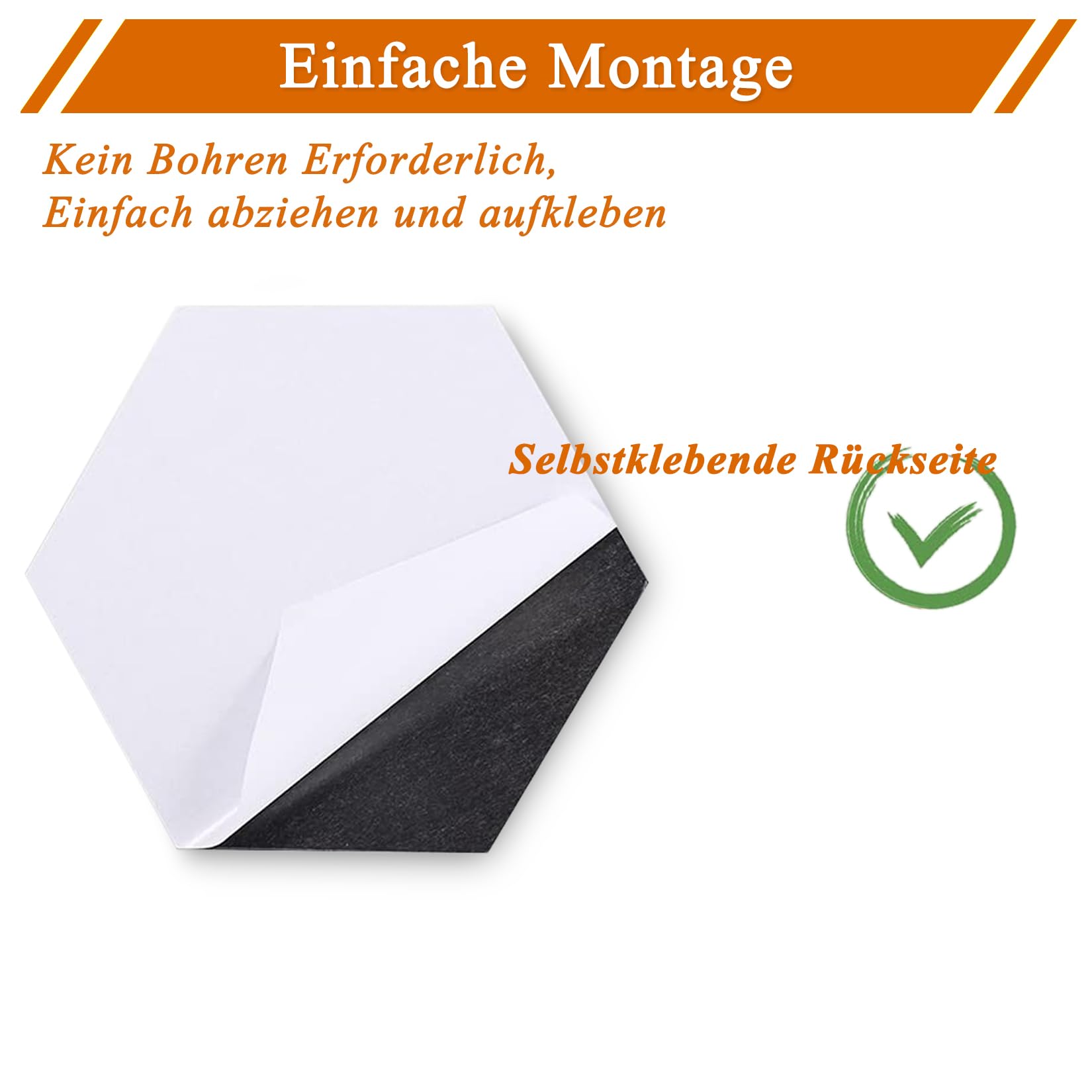 HULAVO Sechseckige Filz Pinnwand, 8 Stück Selbstklebende Heimwerken Pinnwand mit 35 Pinnnadeln für Büro, Schule, Zuhause, Wanddekoration, Aufkleber, Memos, Foto(Grauverlauf) 4
