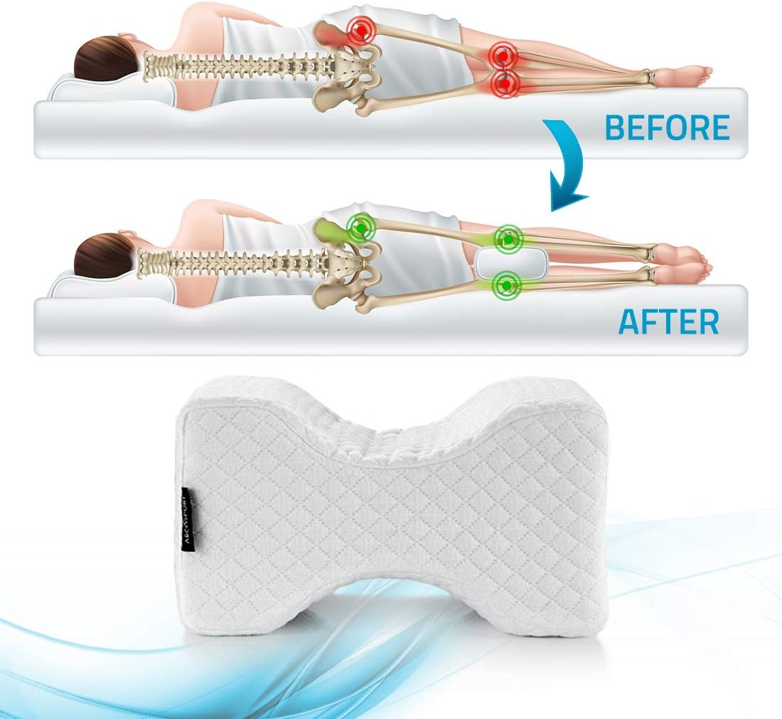 Abco Tech Memory Foam Knee Pillow for Side Sleepers– Back Pain, Pregnancy, Leg Pain, Hip Pain and Sciatica Relief - Leg Pillow Wedge with Washable Cover and Bag: Home & Kitchen