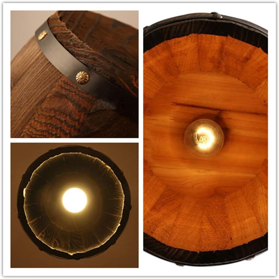 Wood Wine Barrel Chandelier Whiskey Barrel Pendant Lamp ,Hanging Rustic Ceiling Lamp Light Fixtures, Hanging bar Lights for Kitchen, Cafe ,Living Room, ,Restaurant,Bedroom (M): Home Improvement
