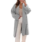 Saodimallsu Womens Long Cardigans Oversized Chunky Knit Coatigan Fall Trendy Open Front Sweater Jackets with Pockets