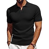 Les umes Mens Short Sleeve Polo Shirts Waffle Knit Casual Shirt Slim Fit Summer Golf Outdoor Shirts