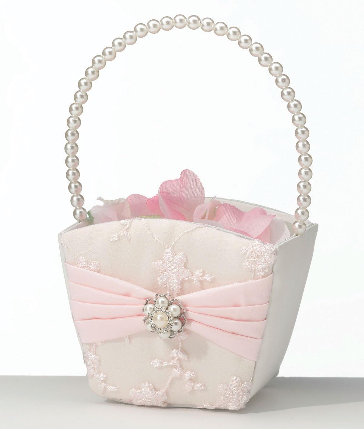 pink flower girl basket
