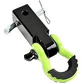 TBAPFS 2 Inch Shackle Hitch Receiver 45000Lbs Breaking Strength 3/4" D Ring Shackle Tow Hitch Receiver for Vehicle Trailer Trucks Jeeps Recovery Off-Road - Green
