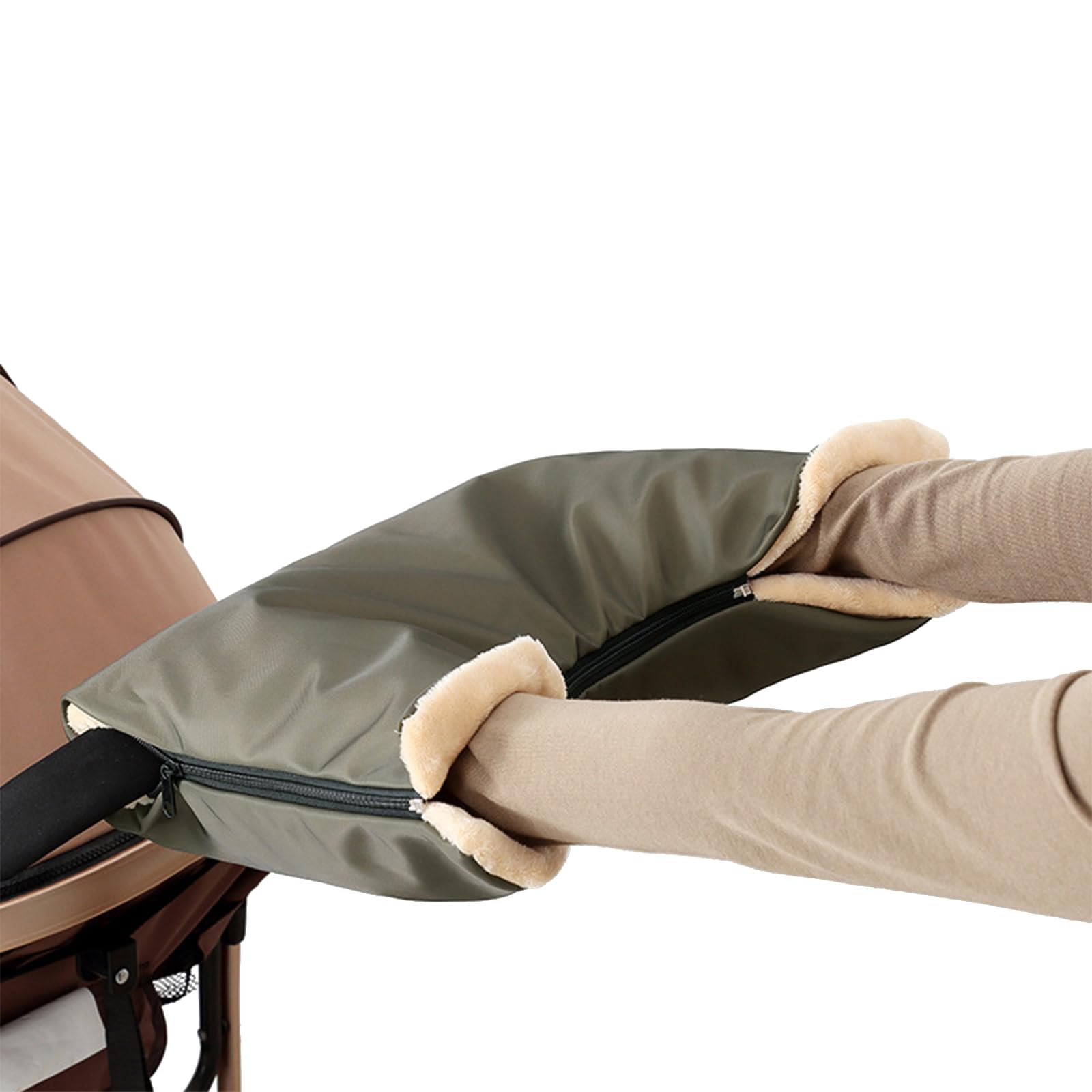 Winter Pram Hand Muff Gloves Thick Fleece Lined Pushchair Hand Warmer Mittens Mitts Windproof Waterproof Baby Carriage Handmuffs Stroller Warm Muffs Gloves Accessories (Army Green)