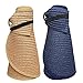 Beautyer Women's Wide Brim Roll Up Floppy Beach Straw Sun Hat Visor Cap (Navy & Khaki)