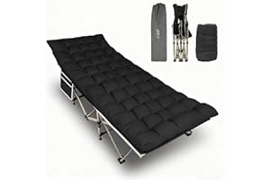 YELLOW JACKET Folding Camping Cot for Adults,600LBS Max Load,28" Wide Sleeping Cot with Removable Thick Mattress Portable Foldable Camping Bed with Carry Bag for Camp,Home,Office,Travel,Black