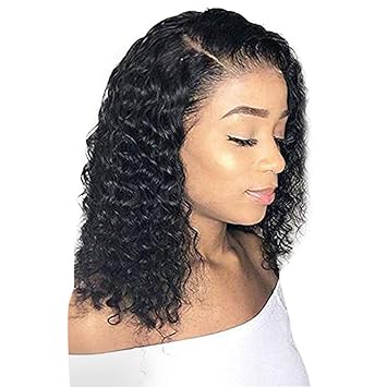 Amazon Com Women Curly Bob Lace Front Wigs Brazilian Virgin