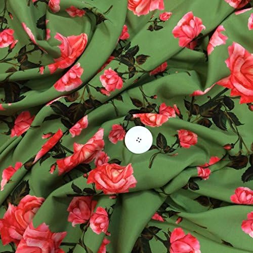 Silk Fabric by The 1,09 Yards Italian Designer Fashion Original Floral Dress Printed