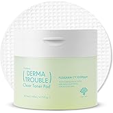 Derma Trouble Clear Toner Pad (60 Count) Dual-Textured Facial Pad for Exfoliation and Pore Care with LHA, PHA, and Sebum-Control Complex, Korean Skincare for Bumpy Skin, Blackheads, Whiteheads