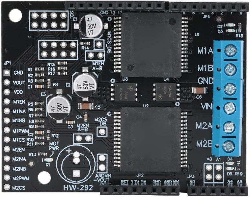 Sharainn DC Motor Drive Module, VNH5019 Dual-Channel DC 30A High Current Drive Module Board with Self-Voltage Protection, DC Motor Drive Board