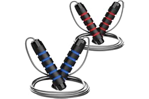 FEBVAO 2 Pack Workout Jumping Rope,Adjustable Skipping Rope,Weighted Jump Rope for Men,Jumprope for Fitness Women,Cuerda Para Saltar Ejercicio,Speed Rope,Kids Jump Ropes for 8-12,Adults Boxing Jump Rooe