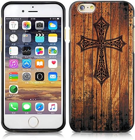 Lulumi iphone7 (4.7 inches) mobile phone 7plus (5.5 inches)case protective cover soft shell black wood relief series creative shell (7/4.7 cross)