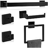 Matte Black Bathroom Hardware Accessories Set of 5 Pieces, 15.6 Inch Bath Towel Bar Set, 304 Stainless Steel Bathroom Hardware Set, Towel Racks for Bathroom Wall Mounted