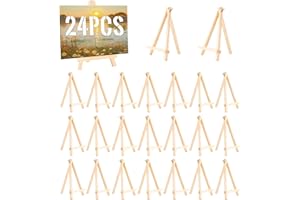 24 Pack 9 Inch Wooden Display Stand, Wooden Tripod Holder Stand, Painting Stand, Used for Displaying Business Cards and Photo
