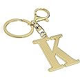 Stainless Steel Gold Letter A-Z Keychain for Women Men, Initial Letter Pendant with Key Ring, Charms for Key Backpack Bag