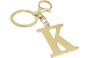 SUWEIBUKE Stainless Steel Gold Letter A-Z Keychain for Women Men, Initial Letter Pendant with Key Ring, Charms for Key Backpack Bag
