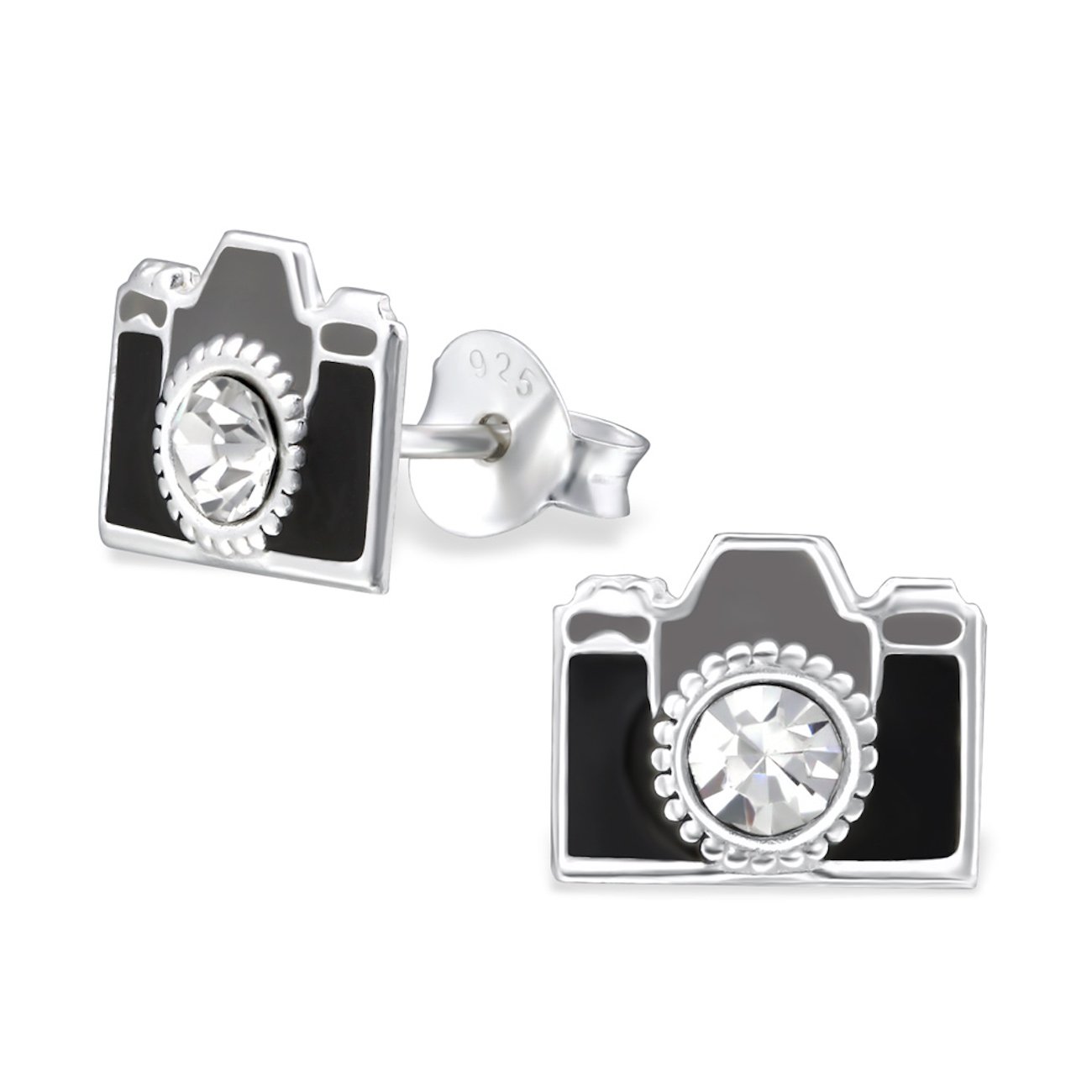 The Rose & Silver Company Women 925 Sterling Silver Camera Stud Earrings