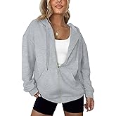 LYHIPSS Women's Oversized Lightweight Hoodies for Women Full Zip Up Long Sleeve Drawstring Jackets