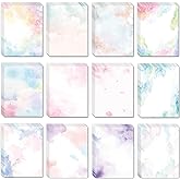 DUGUTUL Watercolor Stationary Paper, 100 gsm Printer Paper 8.5 x 11, 12 designs, Double-Sided, Colored Paper for Writing Letters and Invitations, Writing Paper for Business or Personal Use (48)