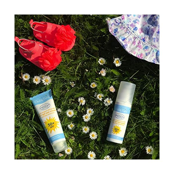 Childs-Farm-Childrens-SPF-50-Sun-Lotion-Spray-Moisturising-Sensitive-Skin-125-ml Childs Farm, Kids and Baby Sun Cream Spray SPF 50+ 125 ml, Water Resistant UVA and UVB, Very High Protection, Suitable…