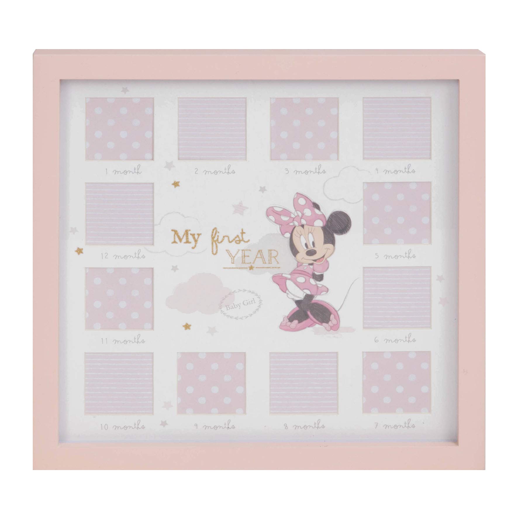 Disney Minnie Mouse Baby Girl First Year 12 Month Multi Photo Frame