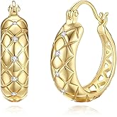 Gold Earrings for Women 14K Gold Hoop Earrings for Women Radiant Cubic Zirconia Comfortable Gold Earrings Women 20mm
