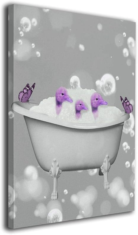 Bestcolor Purple Gray Bathroom Decor Ducks Butterflies Bubbles