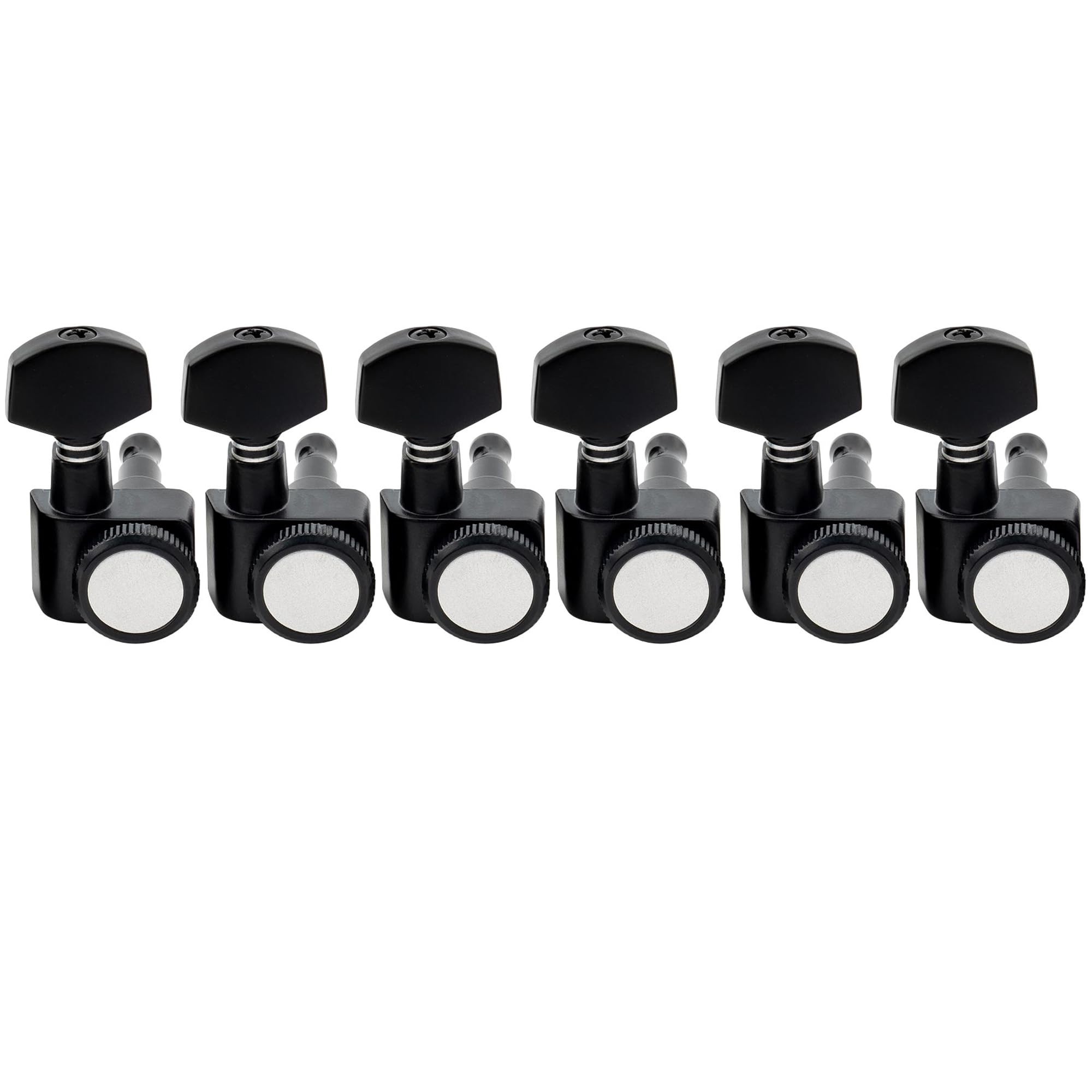Musiclily Pro 6 inline 2-pins Guitar Locking Tuners Machine Heads Tuning Pegs Keys Set for Fender Strat Tele Style Electric Guitar, Black