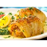 New York Steak &amp; Seafood Stuffed White Sole Fillets - Premium White Sole Fillets Stuffed with a Delicious Blend of By Scallops, Atlantic Rock Crabmeat and Bread Crumbs (4 Stuffed Sole 5 oz.)
