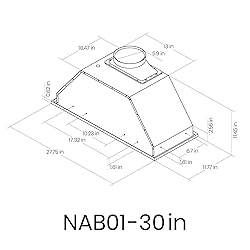 Range Hood Insert, EKON NAB01-30IN 900CFM Built-in