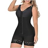 Faja Shapewear for Women, High Compression Bodysuit with Butt Lifter, Tummy Control Body Shaper, Open Crotch with Zipper, Black.