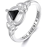 YAFEINI Sobriety Ring Sterling Silver Triangle Ring Celtic Trinity Sobriety Alcoholics Anonymous Gifts for Women