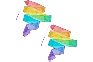 HiUnicorn 100% Silk Dance Ribbon Streamer Ballerina Gift Toys for Toddler Girl Age 4-7 Stocking Stuffer Pastel Rainbow Play Silks Kids Gymnastics Accessories Twirler Wand Princess Unicorn Toy